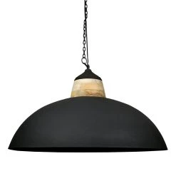 Côté Table Suspension En Fer Noir Et Manguier D83cm Noir Mat - Ferese