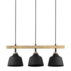 Côté Table Suspension 3 Feux En Fer Et Manguier L121cm Noir Mat - Ferese