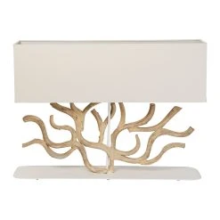 Côté Table Lampe En Bois De Vigne Et Lin Blanc H59cm - Coral