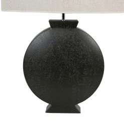 Côté Table Lampe En Céramique Et Lin H35cm Noir Et Naturel - Eissalet -SEMA DESIGN Boutique 37922 DET01 WEB