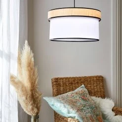 Corep Suspension En Raphia Et Coton D38cm Blanc - Cylindre -SEMA DESIGN Boutique 606622 FRN03 WEB