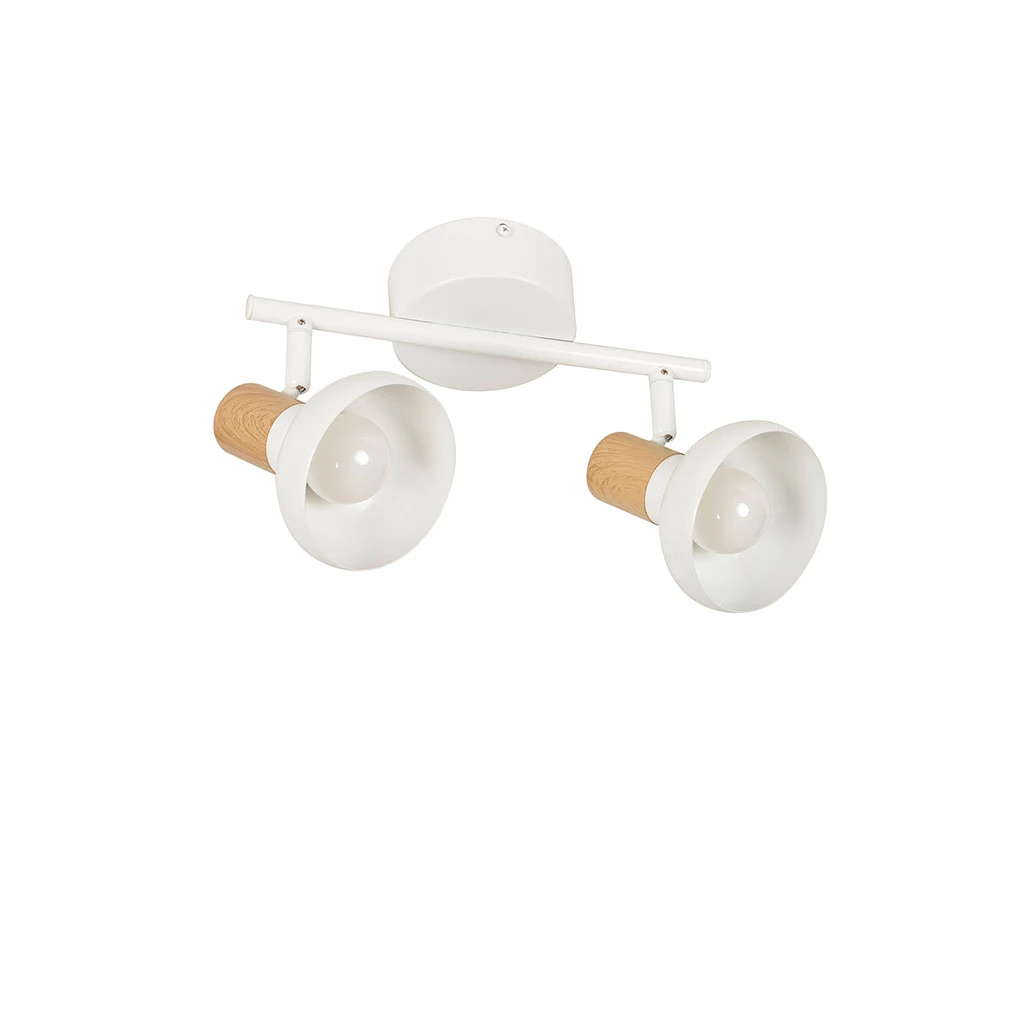 Corep Spot 2 Lumières En Métal Effet Bois Blanc - Alvar 3 Corep Spot 2 Lumières En Métal Effet Bois Blanc - Alvar