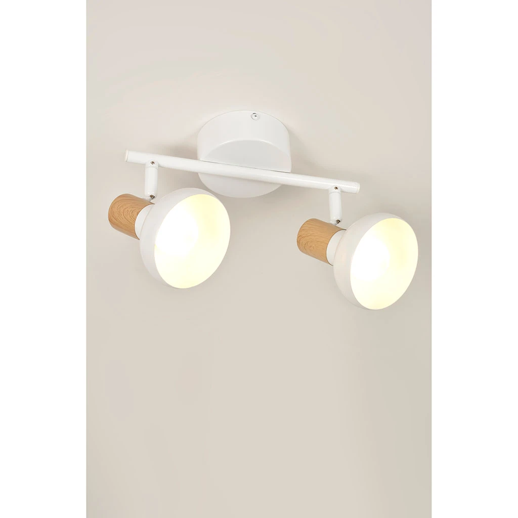 Corep Spot 2 Lumières En Métal Effet Bois Blanc - Alvar 4 Corep Spot 2 Lumières En Métal Effet Bois Blanc - Alvar – Image 2