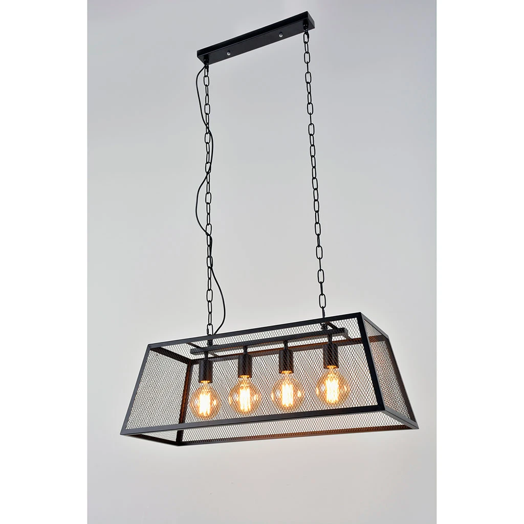 Corep Suspension 4 Lumières En Métal L78cm Noir - Trapèze 4 Corep Suspension 4 Lumières En Métal L78cm Noir - Trapèze – Image 2