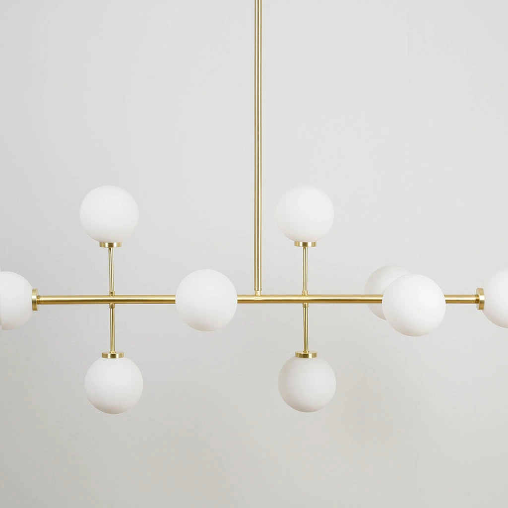 Opjet Suspension Edmond 10 Globes En Verre Opaline Doré 8 Opjet Suspension Edmond 10 Globes En Verre Opaline Doré – Image 6