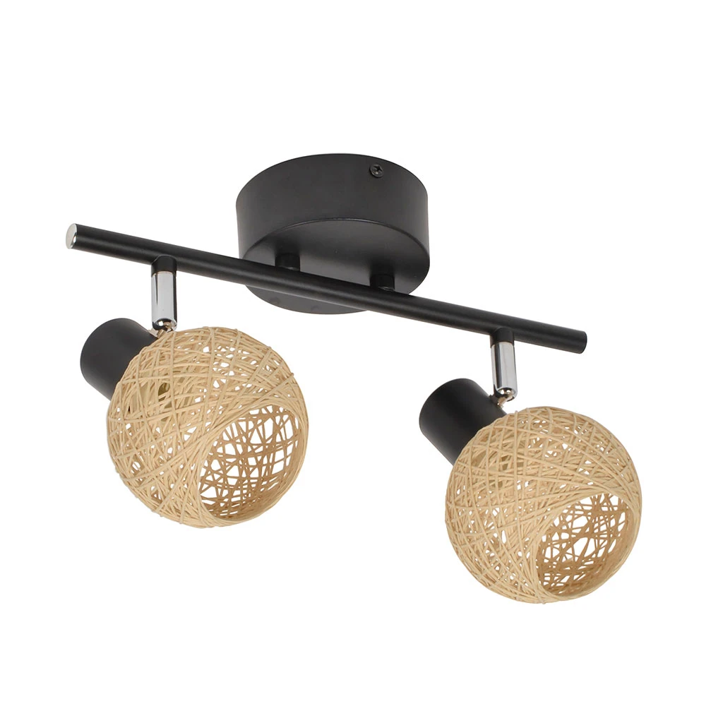 Corep Spot 2 Lumières En Metal Et Ficelle H20cm - Malya 3 Corep Spot 2 Lumières En Metal Et Ficelle H20cm - Malya