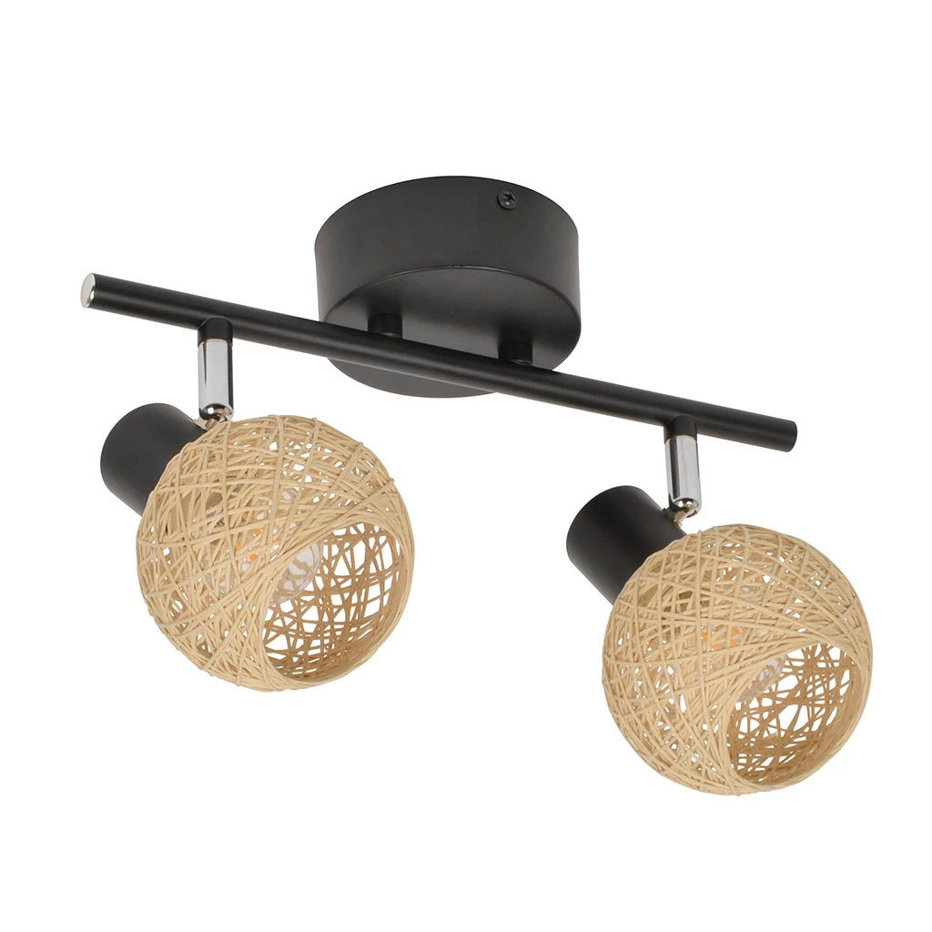 Corep Spot 2 Lumières En Metal Et Ficelle H20cm - Malya 4 Corep Spot 2 Lumières En Metal Et Ficelle H20cm - Malya – Image 2