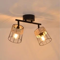 Corep Spot 2 Lumières En Metal Et Rotin Tresse H23cm Noir - Indah 7 Corep Spot 2 Lumières En Metal Et Rotin Tresse H23cm Noir - Indah -SEMA DESIGN Boutique 613456 FRN02 WEB