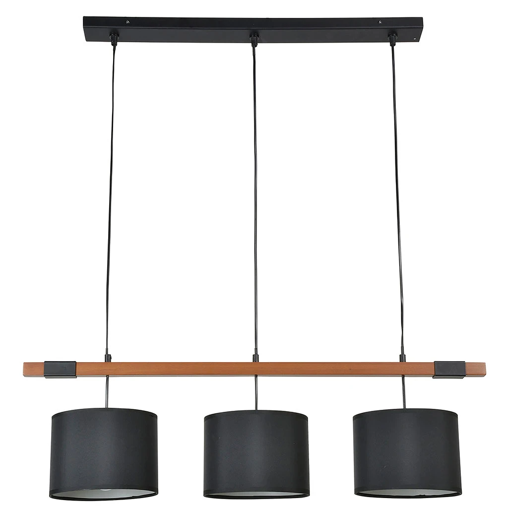 Corep Suspension 3 Lumieres Metal Et Bois H97cm Noir - Bogart 3 Corep Suspension 3 Lumieres Metal Et Bois H97cm Noir - Bogart
