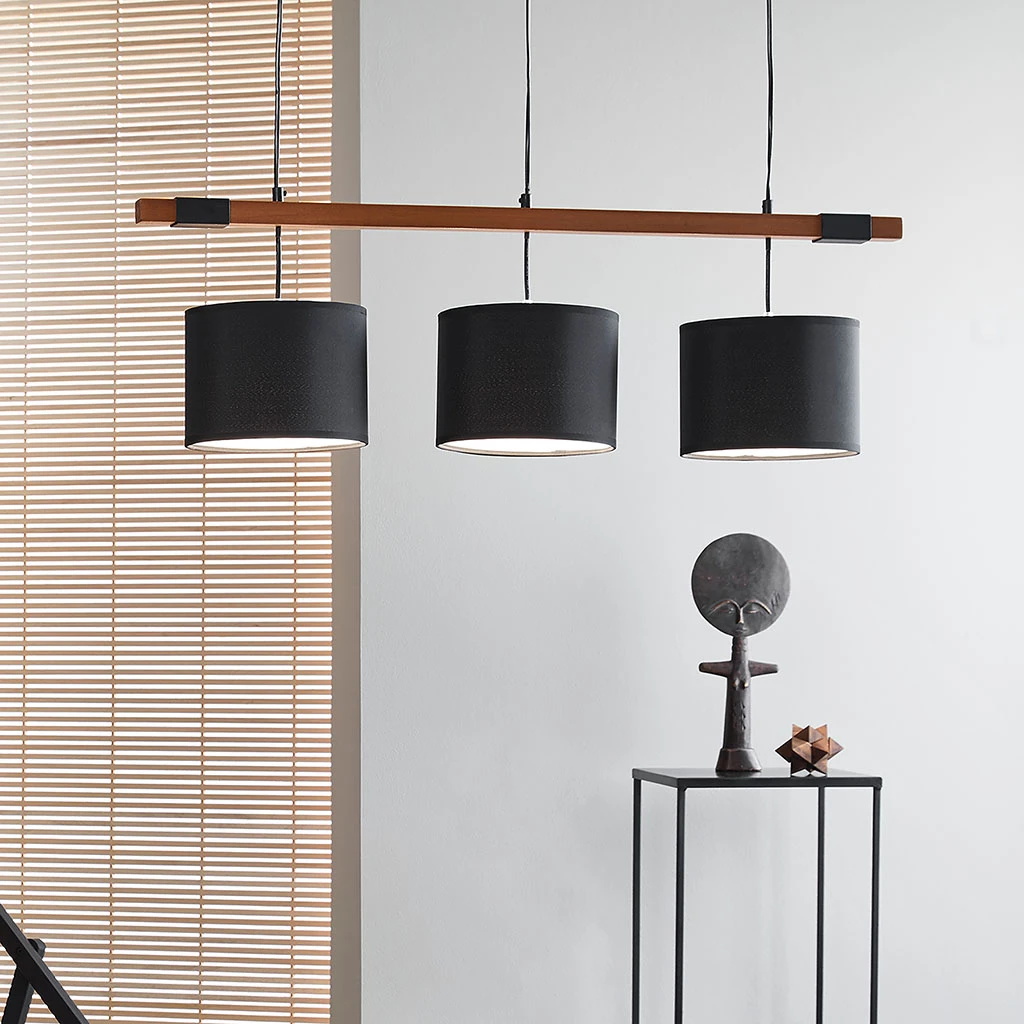 Corep Suspension 3 Lumieres Metal Et Bois H97cm Noir - Bogart 5 Corep Suspension 3 Lumieres Metal Et Bois H97cm Noir - Bogart – Image 3