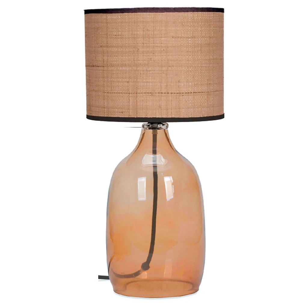 Opjet Lampe En Verre Et Raphia H40.5cm Ambre - Familiale 4 Opjet Lampe En Verre Et Raphia H40.5cm Ambre - Familiale – Image 2