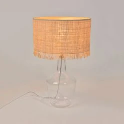 Corep Lampe En Verre Et Raphia Franges H48cm Naturel - Ibiza -SEMA DESIGN Boutique 620167 FRN02 WEB