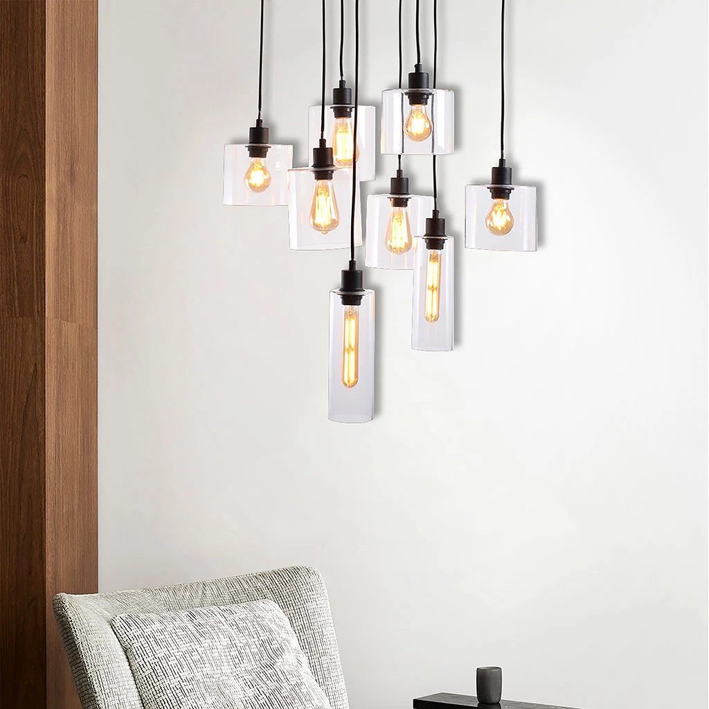Market Set Suspension 8 Lumières En Verre Et Métal H147cm Noir - Ilo-ilo 7 Market Set Suspension 8 Lumières En Verre Et Métal H147cm Noir - Ilo-ilo – Image 5