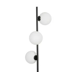 Opjet Lampadaire En Métal H152cm 3 Globes En Verre Opaline Noir - Edmond -SEMA DESIGN Boutique 621999 DET02 WEB
