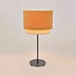 Corep Lampe En Raphia Et Velour H50cm Moutarde - Boheme -SEMA DESIGN Boutique 622505 FRN02 WEB
