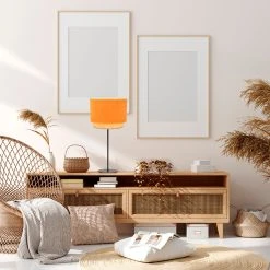 Corep Lampe En Raphia Et Velour H50cm Moutarde - Boheme -SEMA DESIGN Boutique 622505 FRN04 WEB