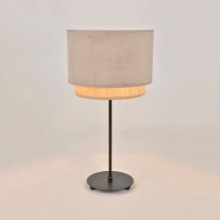 Corep Lampe En Raphia Et Velour H50cm Sable - Boheme -SEMA DESIGN Boutique 622506 FRN02 WEB