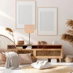 Corep Lampe En Raphia Et Velour H50cm Sable - Boheme -SEMA DESIGN Boutique 622506 FRN04 WEB