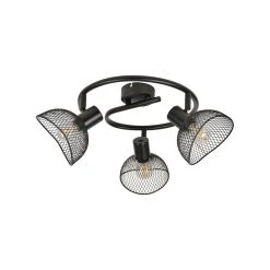 Corep Plafonnier 3 Lumières En Metal H18cm Mat Noir - Iris