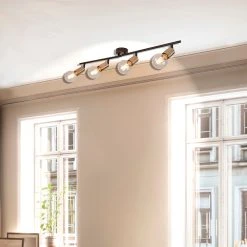 Corep Spot 4 Lumières En Métal Et Laiton L78cm En Métal Noir - Winston -SEMA DESIGN Boutique 622564 FRN04 WEB