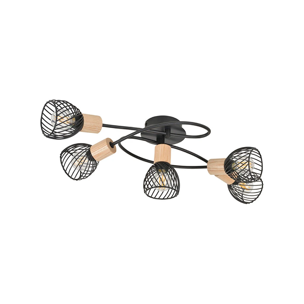 Corep Plafonnier 5 Lumières En Metal L67cm Mat Noir - Kento 3 Corep Plafonnier 5 Lumières En Metal L67cm Mat Noir - Kento