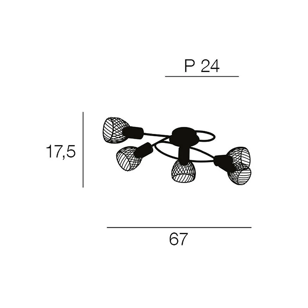 Corep Plafonnier 5 Lumières En Metal L67cm Mat Noir - Kento 5 Corep Plafonnier 5 Lumières En Metal L67cm Mat Noir - Kento – Image 3