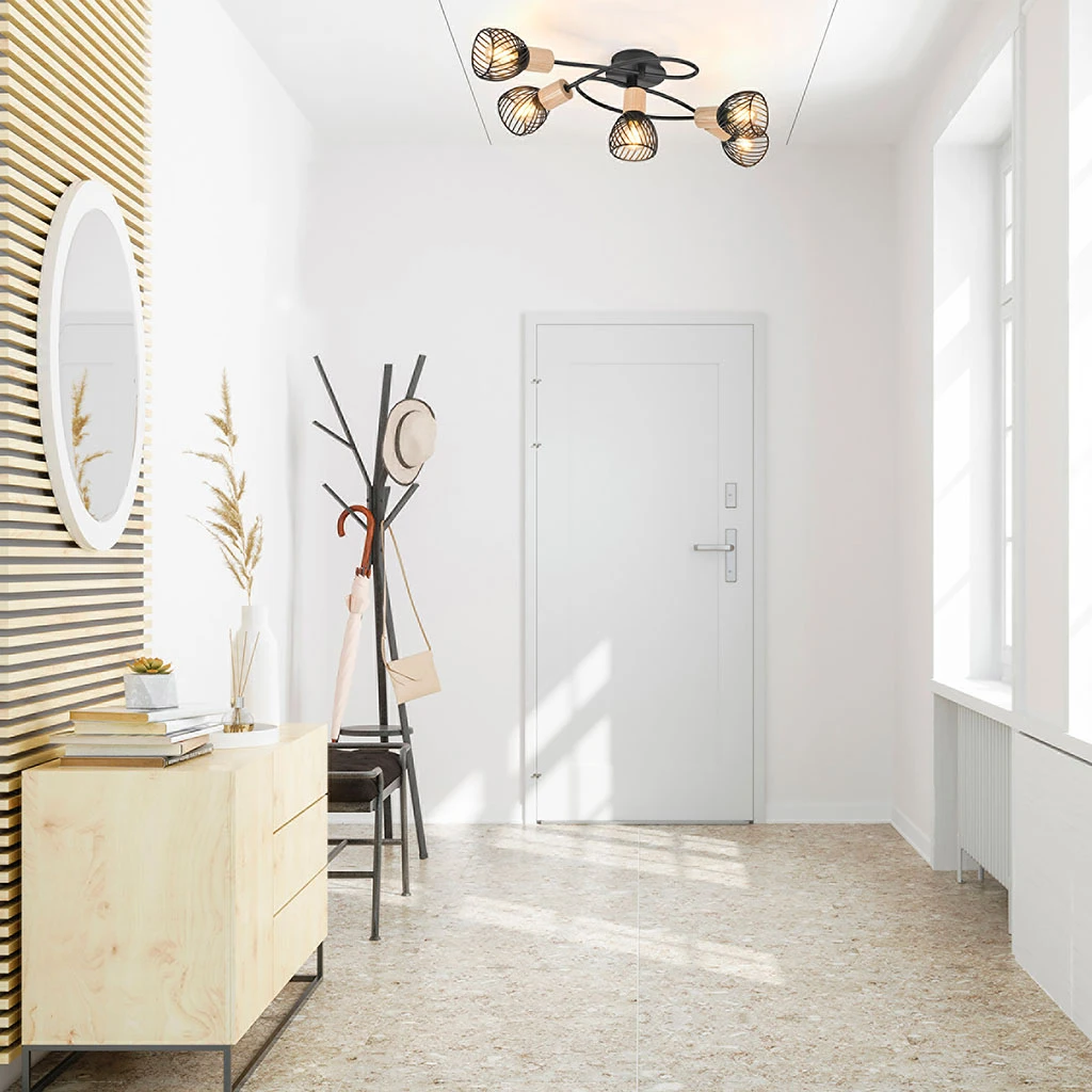 Corep Plafonnier 5 Lumières En Metal L67cm Mat Noir - Kento 6 Corep Plafonnier 5 Lumières En Metal L67cm Mat Noir - Kento – Image 4