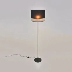 Corep Lampadaire En Metal Et Coton H171cm Noir - Raito -SEMA DESIGN Boutique 622570 FRN02 WEB