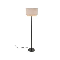 Corep Lampadaire En Metal Et Velours H160cm Sable - Boheme