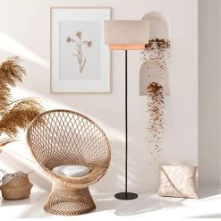 Corep Lampadaire En Metal Et Velours H160cm Sable - Boheme 11 Corep Lampadaire En Metal Et Velours H160cm Sable - Boheme -SEMA DESIGN Boutique 622572 FRN04 WEB