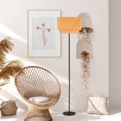 Corep Lampadaire En Metal Et Velours H160cm Moutarde - Boheme -SEMA DESIGN Boutique 622573 FRN04 WEB