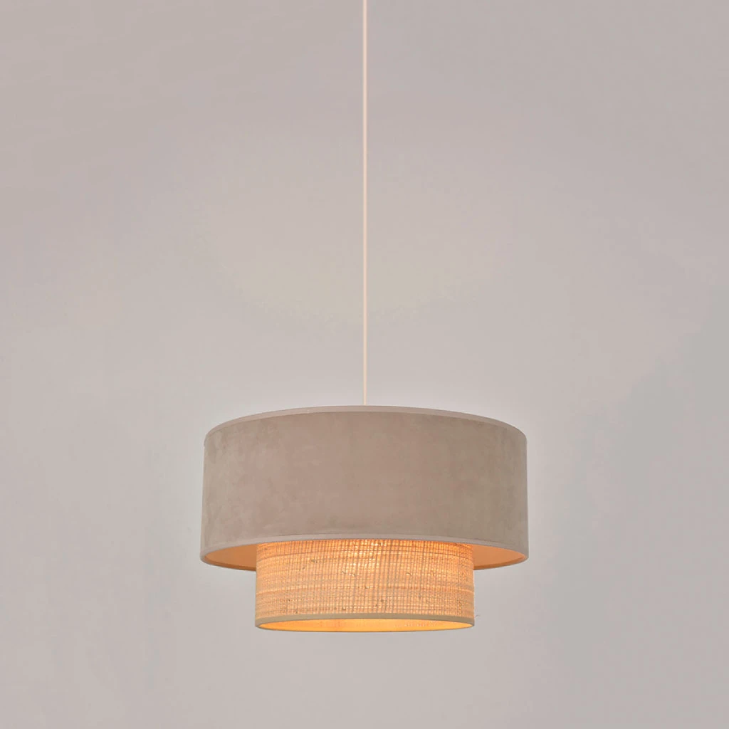 Corep Suspension En Raphia Et Velours D38cm Sable - Boheme 5 Corep Suspension En Raphia Et Velours D38cm Sable - Boheme – Image 3