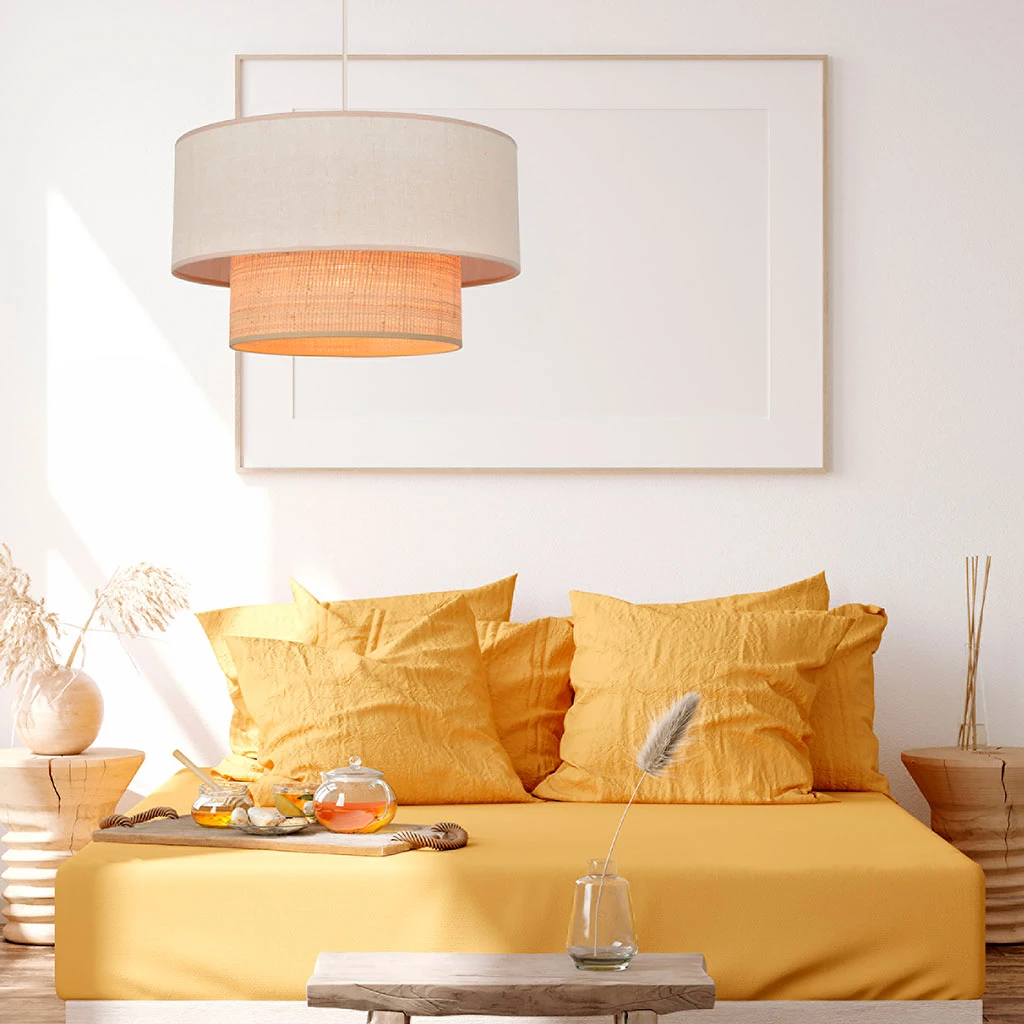 Corep Suspension En Raphia Et Velours D38cm Sable - Boheme 7 Corep Suspension En Raphia Et Velours D38cm Sable - Boheme – Image 5