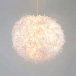 Corep Suspension Boule En Plumes Blanc D70cm Blanc - Kokot -SEMA DESIGN Boutique 622608 FRN02 WEB