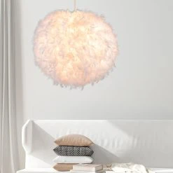 Corep Suspension Boule En Plumes Blanc D70cm Blanc - Kokot -SEMA DESIGN Boutique 622608 FRN04 WEB