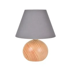 Corep Lampe En Bois Et Coton H24cm Ardoise - Rondo
