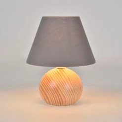 Corep Lampe En Bois Et Coton H24cm Ardoise - Rondo 9 Corep Lampe En Bois Et Coton H24cm Ardoise - Rondo -SEMA DESIGN Boutique 622623 FRN02 WEB