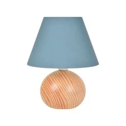 Corep Lampe En Bois Et Coton H24cm Pétrole - Rondo