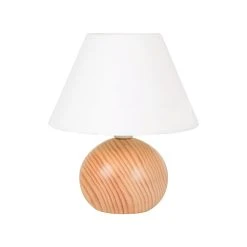 SEMA DESIGN Boutique 10 Corep Lampe En Bois Et Coton H24cm Blanc - Rondo