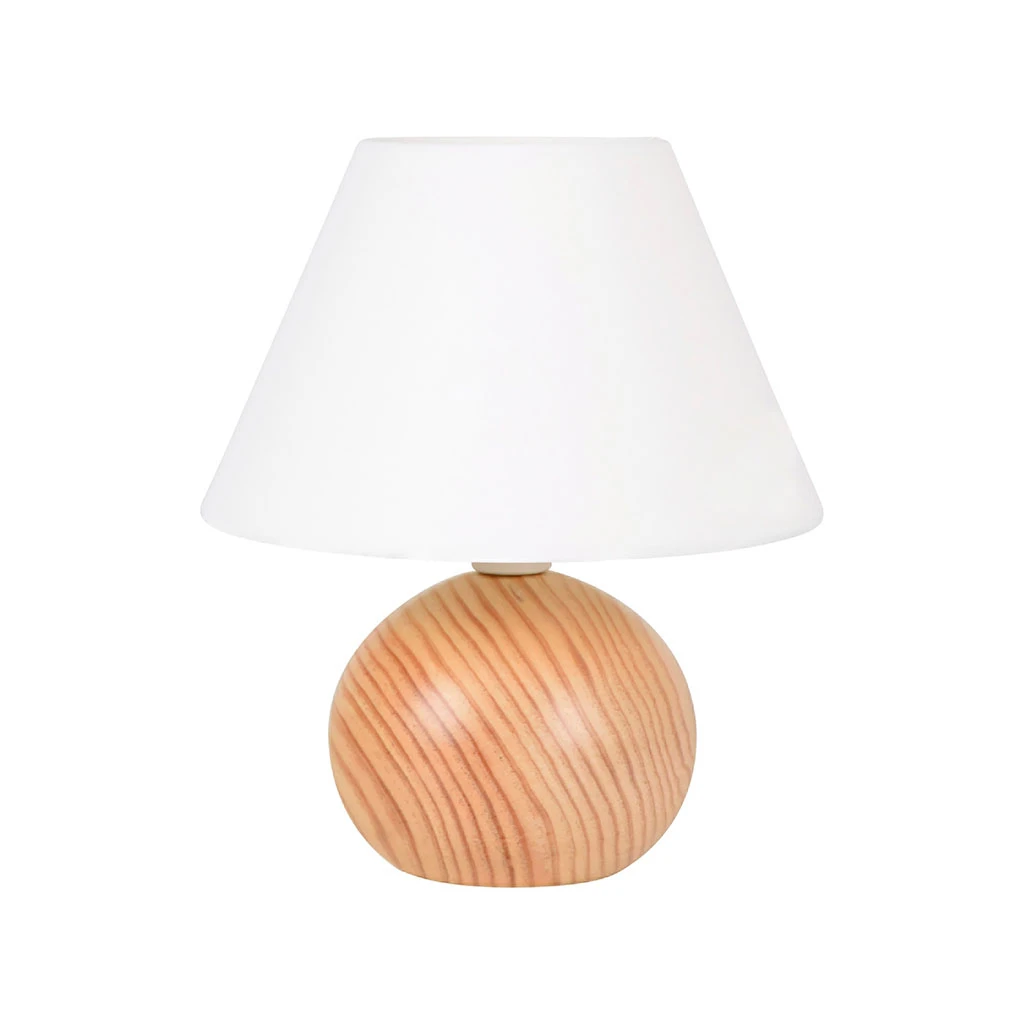 Corep Lampe En Bois Et Coton H24cm Blanc - Rondo 3 Corep Lampe En Bois Et Coton H24cm Blanc - Rondo