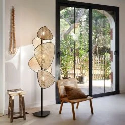Market Set Lampadaire En Métal Et Cannage H179cm Naturel - Screen -SEMA DESIGN Boutique 623094 FRN05 WEB