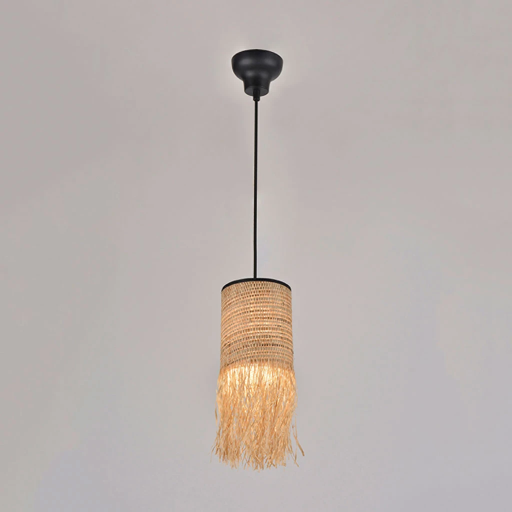 Market Set Suspension 1 Lumière En Bana Et Raphia H32cm Frange - Formentera 5 Market Set Suspension 1 Lumière En Bana Et Raphia H32cm Frange - Formentera – Image 3