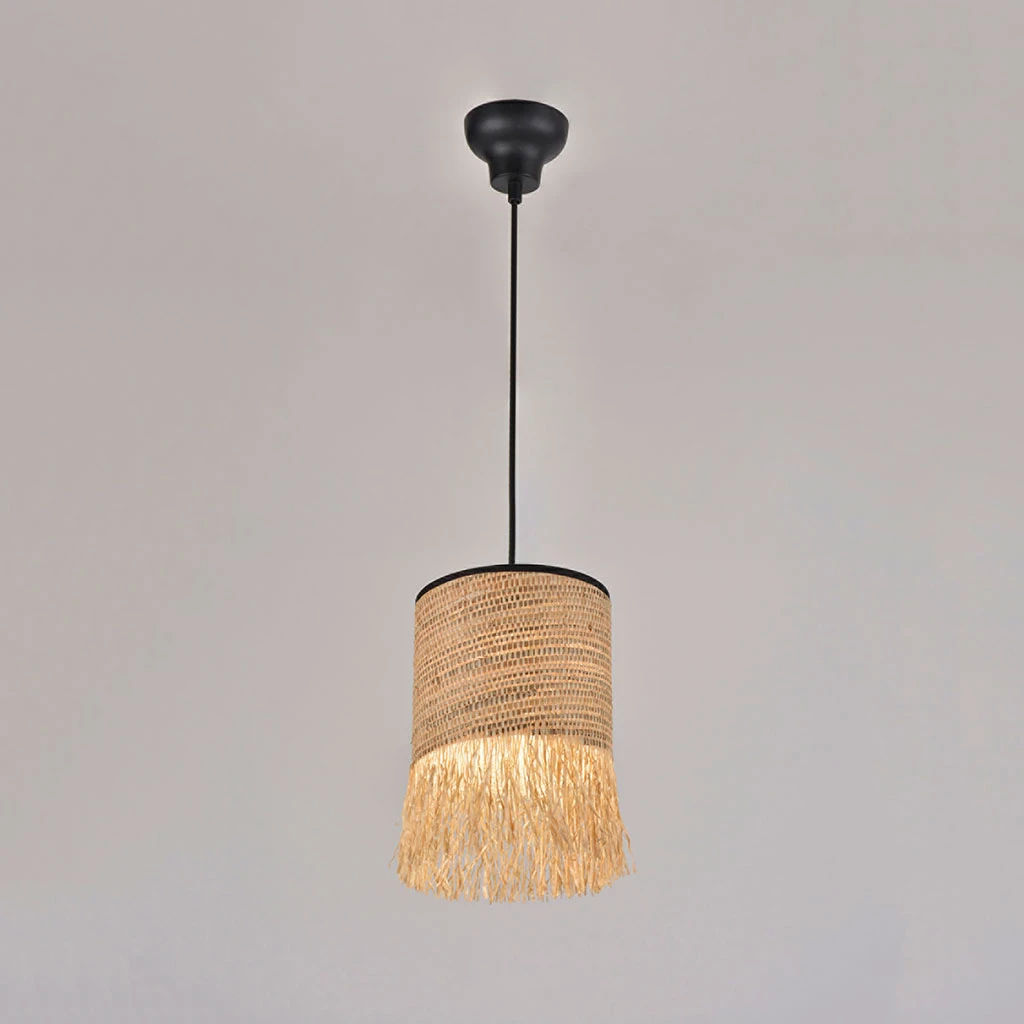 Market Set Suspension 1 Lumière En Bana Et Raphia H26cm Frange - Formentera 4 Market Set Suspension 1 Lumière En Bana Et Raphia H26cm Frange - Formentera – Image 3