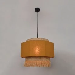 Market Set Suspension En Lin Lave, Bana Et Raphia Frange H64cm Curry -Marrakech -SEMA DESIGN Boutique 623115 FRN02 WEB