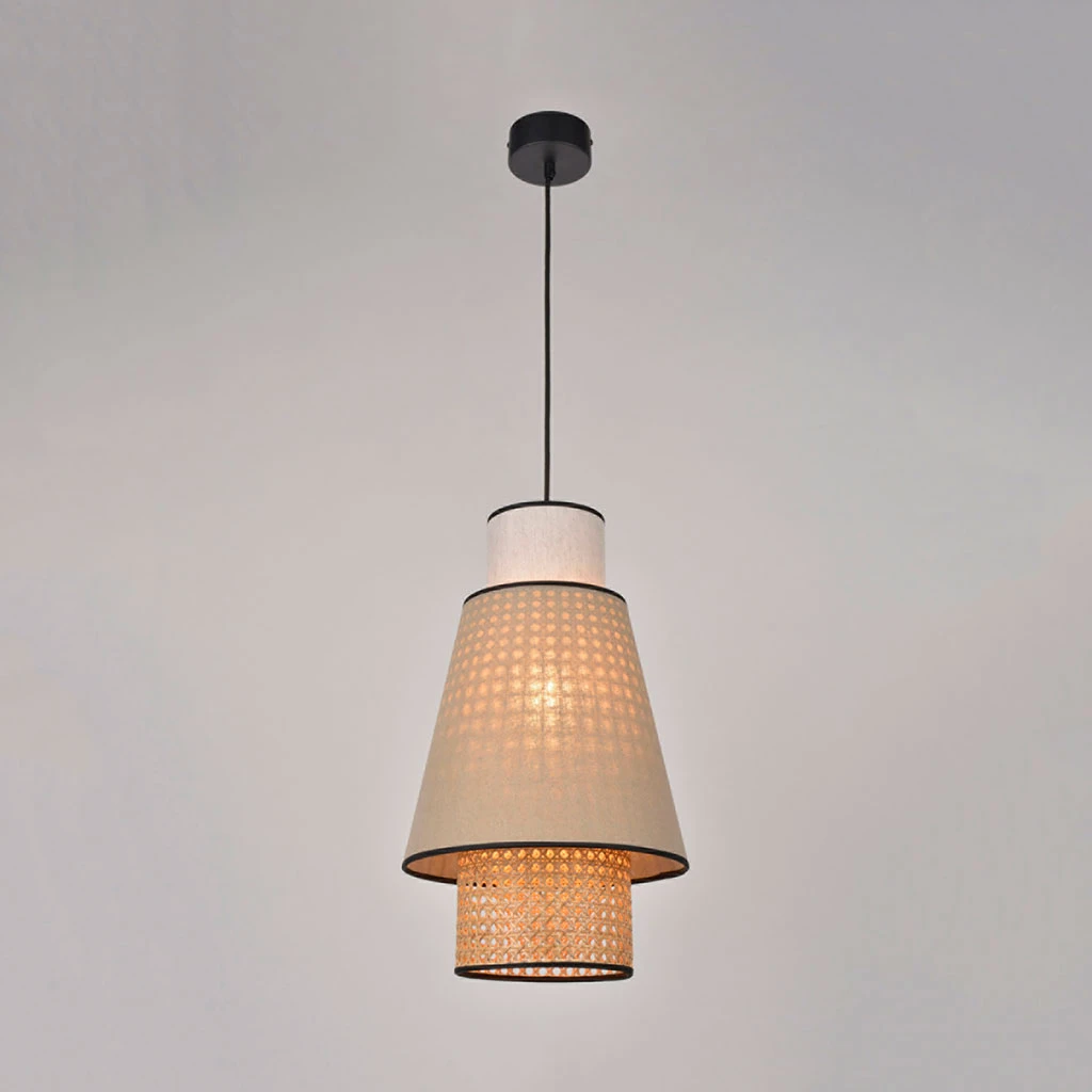 Market Set Suspension En Lin Lavé Et Cannage H49.5cm Nude - Singapour 5 Market Set Suspension En Lin Lavé Et Cannage H49.5cm Nude - Singapour – Image 3