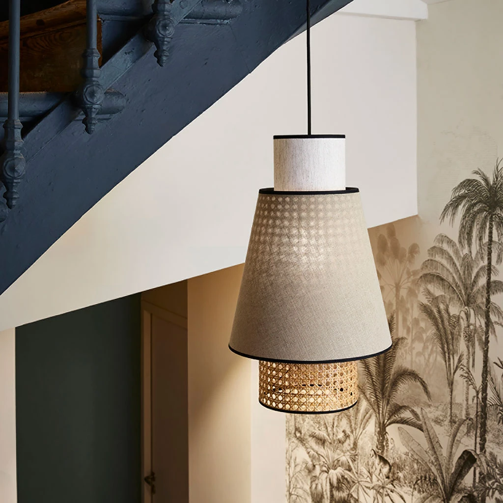 Market Set Suspension En Lin Lavé Et Cannage H49.5cm Nude - Singapour 7 Market Set Suspension En Lin Lavé Et Cannage H49.5cm Nude - Singapour – Image 5