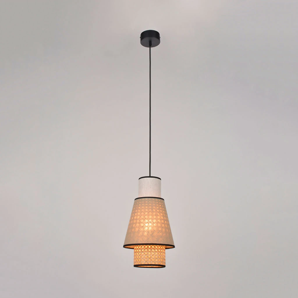 Market Set Suspension En Lin Lavé Et Cannage H36cm Nude - Singapour 5 Market Set Suspension En Lin Lavé Et Cannage H36cm Nude - Singapour – Image 3