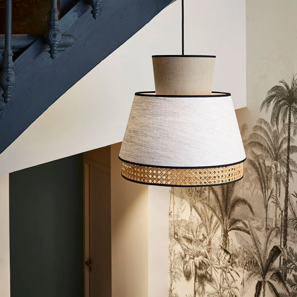 Market Set Suspension En Lin Lavé Et Cannage H37.5cm Nude - Singapour 7 Market Set Suspension En Lin Lavé Et Cannage H37.5cm Nude - Singapour – Image 5