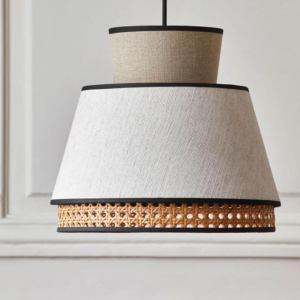 Market Set Suspension En Lin Lavé Et Cannage H23cm Nude - Singapour 7 Market Set Suspension En Lin Lavé Et Cannage H23cm Nude - Singapour – Image 5