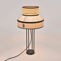 Market Set Lampe En Lin Lave Et Cannage H59cm Nude - Singapour -SEMA DESIGN Boutique 623127 FRN02 WEB